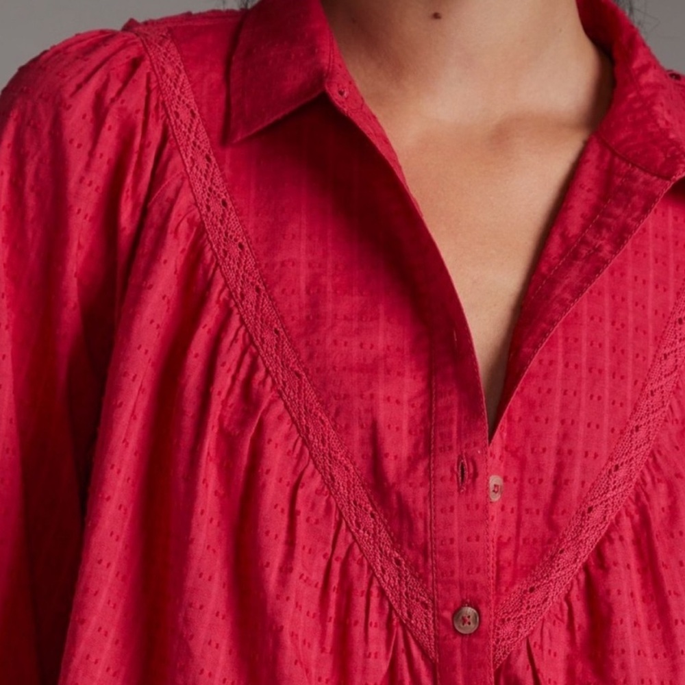 NWT Anthropologie Pilcro Lace Back Button Up Top Sz XS - Picture 4 of 15